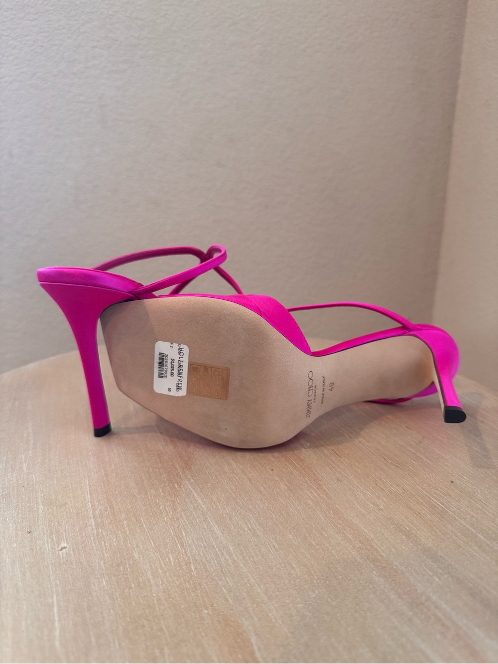 Jimmy Choo Anise 95 Fuchsia Satin Mule Sandals- EU 40 - NIB - Retail $1,025 - Picture 3 of 4